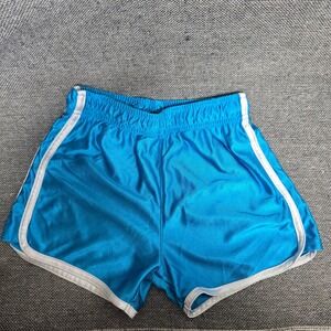 BCG Girls Blue Athletic Dolphin Shorts White Trim Size M 8/10 Elastic Waist